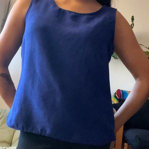Vintage Electric Blue Suede Sleeveless Blouse